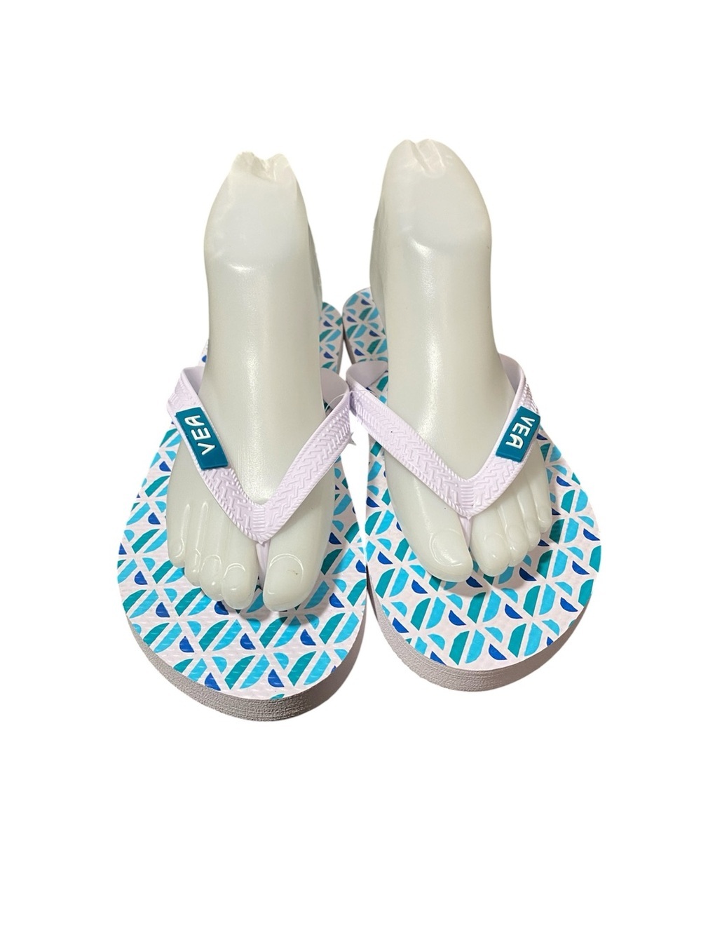 VEA Women's Thing Flip Flop Sandals Blue Green White NWOT Sz-10.5